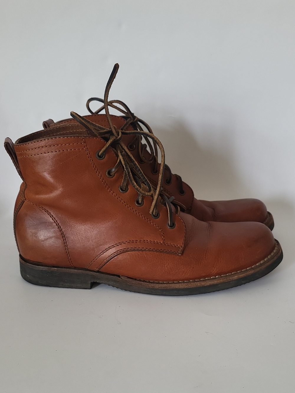 Frye Roland Brown Leather Lace Up Ankle Boots Mens